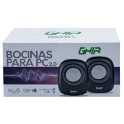 bocinas para pc 2.0 ghia negra gris audio 3.5mm