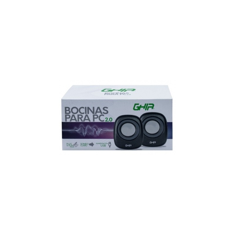 bocinas para pc 2.0 ghia negra gris audio 3.5mm