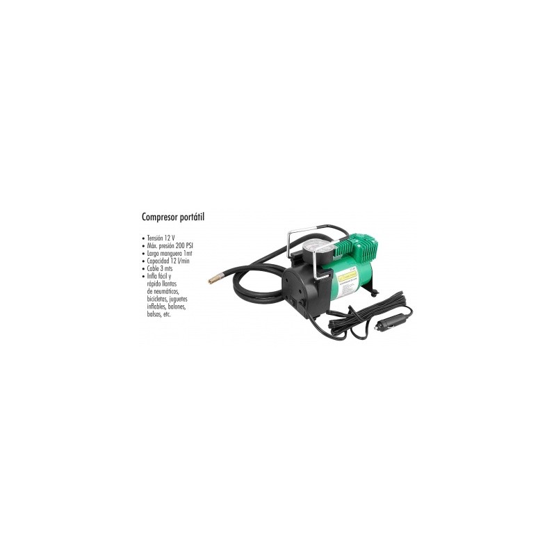 compresor de aire portatil 200 psi 12v lion