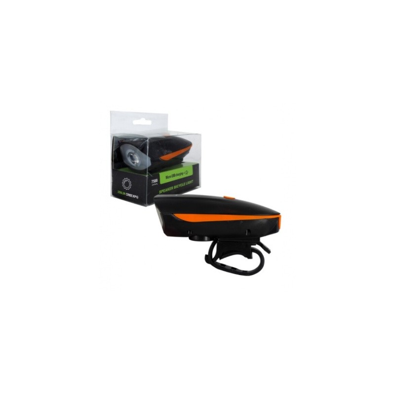 lampara frontal para bicicleta con claxon fy-058 hj-7588